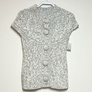NWT Anthropologie Dragonfly Chunky Knit Cap sleeve button up sweater Sz S